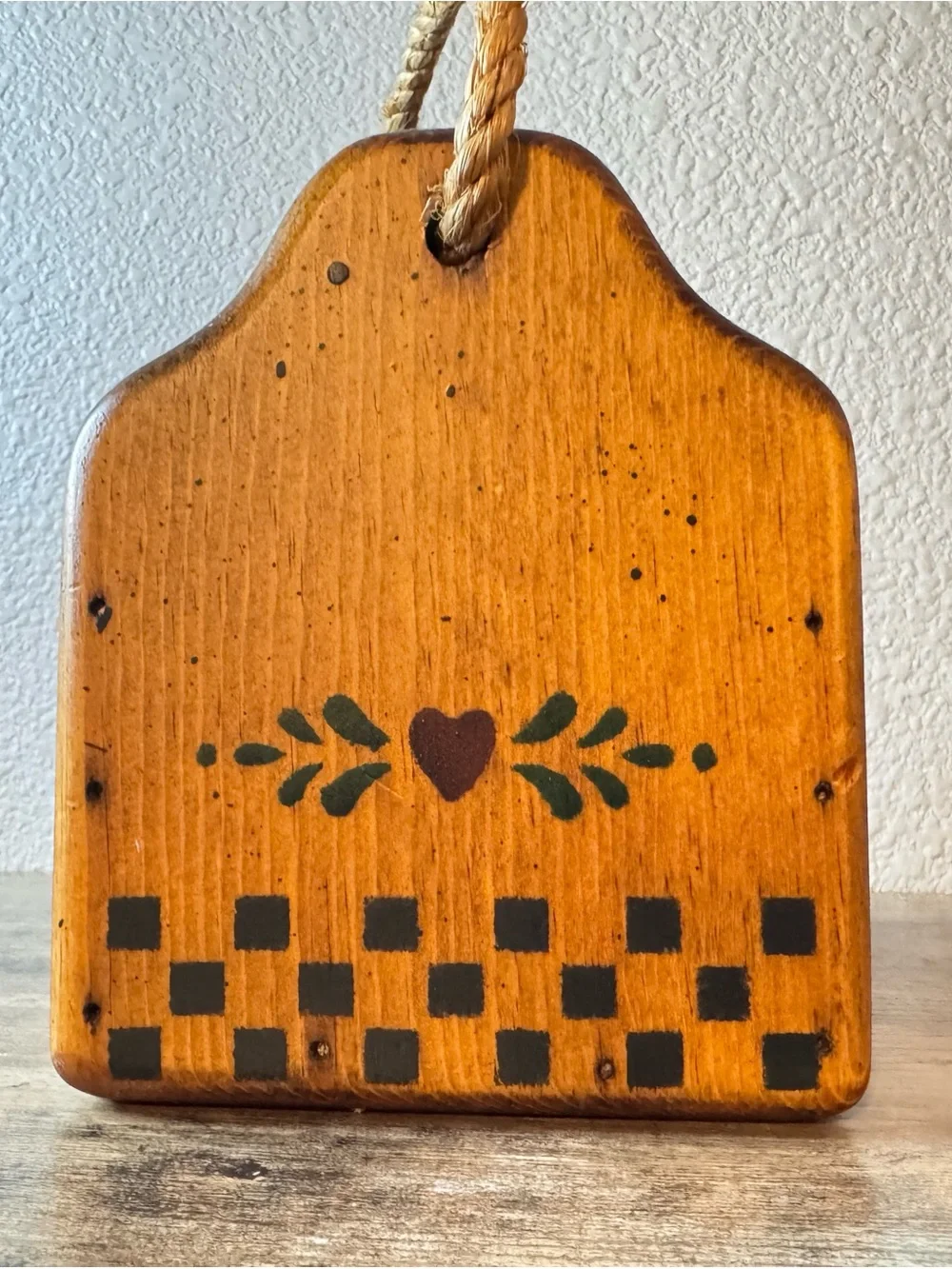 Hand-Painted Rustic Wooden Caddy in Warm Honey Brown by